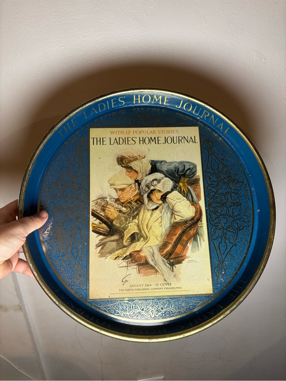 The Ladies' Home Journal Vintage Decorative Metal Tray - Blue & Gold